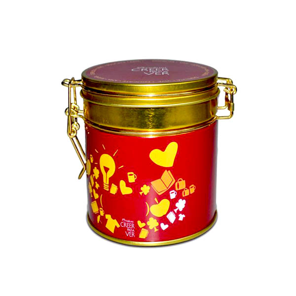 Metal tea tin container