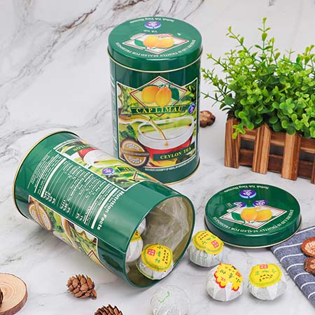 Round tea tin cans