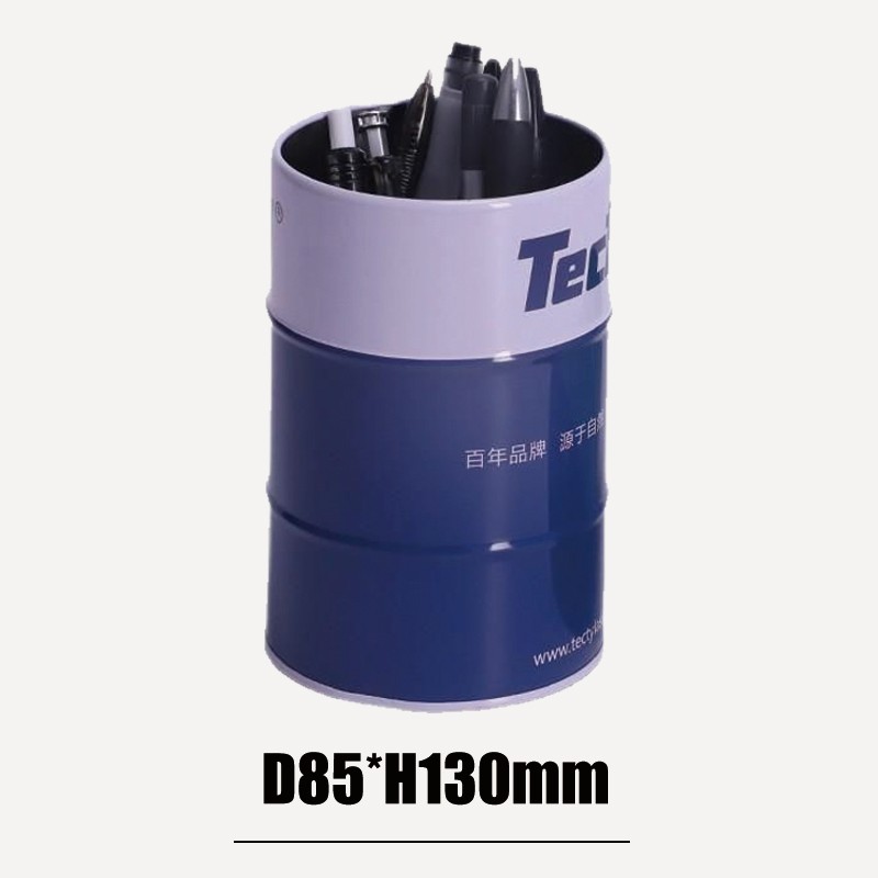 oil drum tin pencil holder