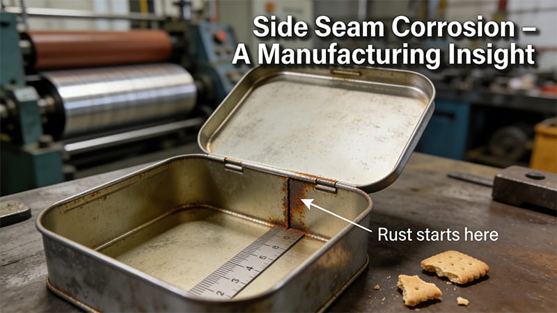 empty metal cookie tin container