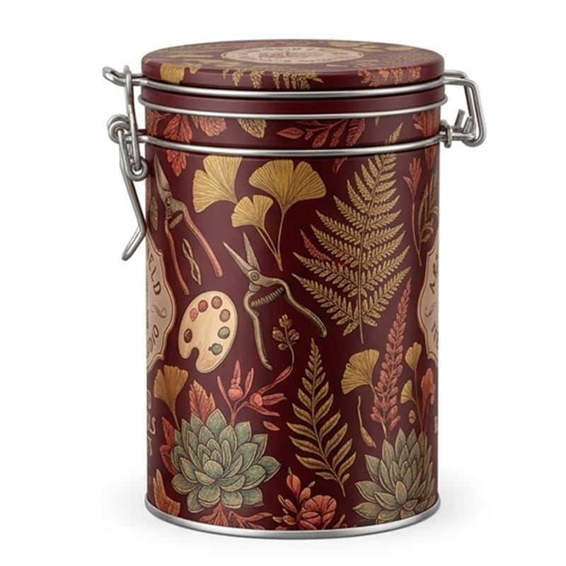 Tea tin can with clip lid