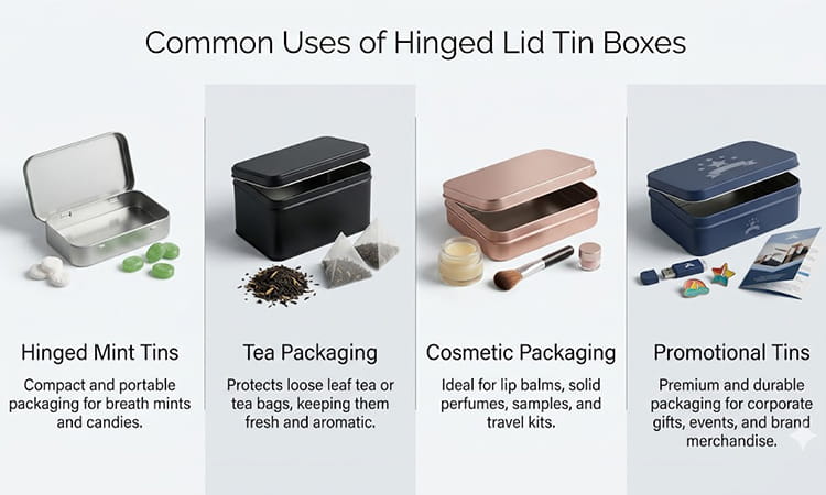 rectangular hinged tin boxes