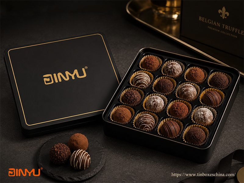 Matte Black & Gold Truffle Tin